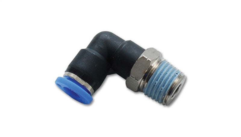 Vibrant Male Elbow Pneumatic Vacuum Fitting (1/8in NPT Thread) - for use with 1/4in (6mm) OD tubing Vibrant Male Elbow Pneumatic Vacuum Fitting (1/8in NPT Thread) - for use with 1/4in (6mm) OD tubing