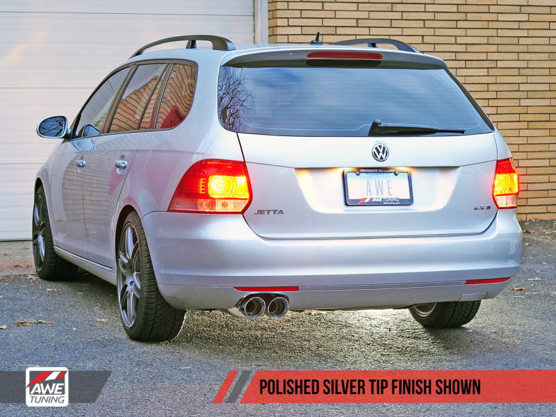 AWE Tuning Mk5 Jetta Mk6 Sportwagen 2.5L Touring Edition Exhaust - Polished Silver Tips AWE Tuning Mk5 Jetta Mk6 Sportwagen 2.5L Touring Edition Exhaust - Polished Silver Tips