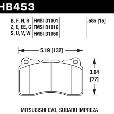 Hawk Street HPS 5.0 Frt Brake Pad Brembo 03-06 Evo / 04-14 STI / 09-10 Evo / 09-10 Genesis /04-08 TL
