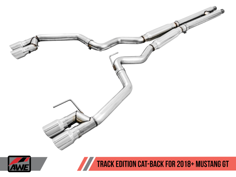 AWE Tuning 2018+ Ford Mustang GT (S550) Cat-back Exhaust - Track Edition (Quad Chrome Silver Tips) AWE Tuning 2018+ Ford Mustang GT (S550) Cat-back Exhaust - Track Edition (Quad Chrome Silver Tips)