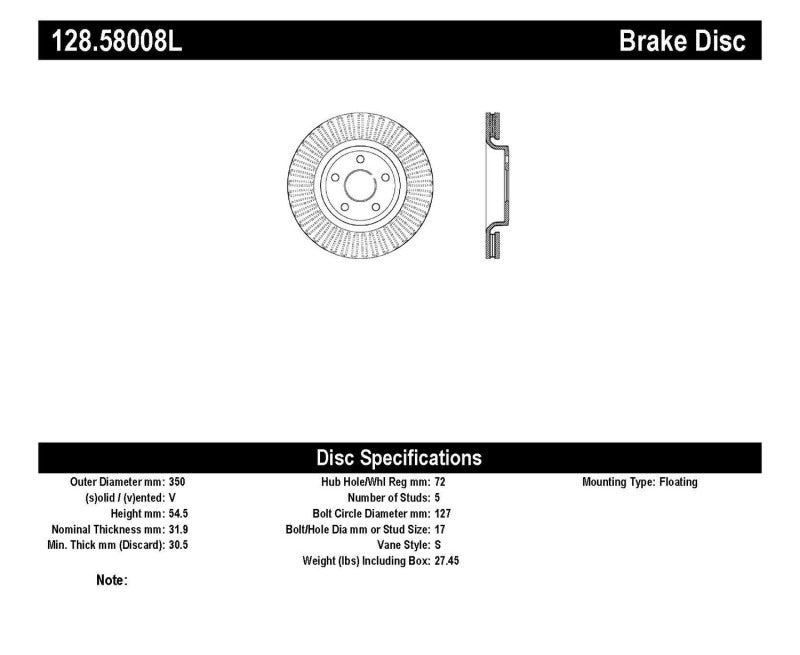 StopTech Drilled Sport Brake Rotor 11-17 Jeep Grand Cherokee (Excluding SRT8) StopTech Drilled Sport Brake Rotor 11-17 Jeep Grand Cherokee (Excluding SRT8)