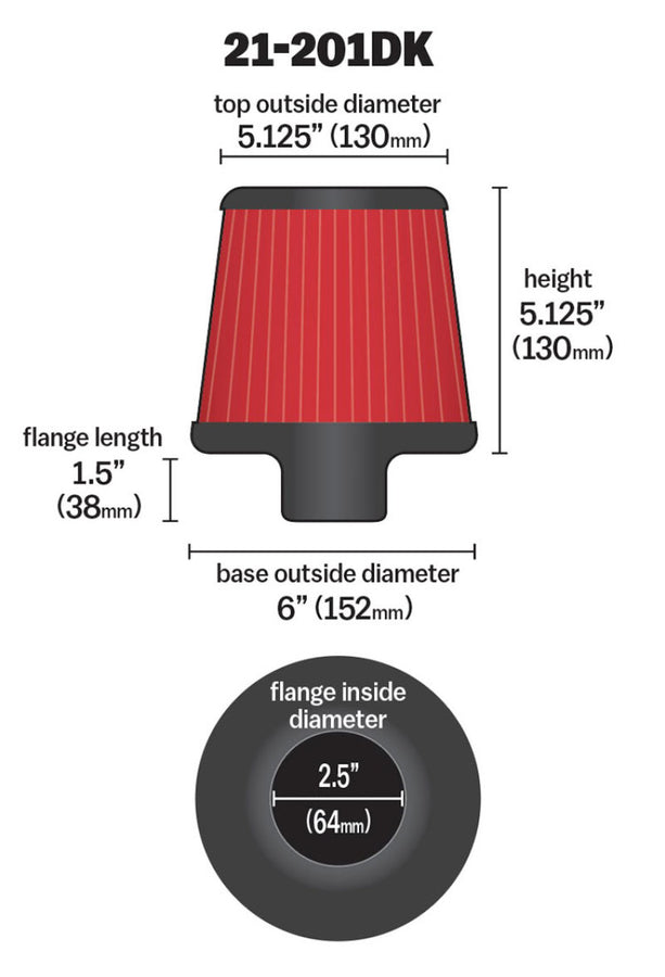 AEM 2.50 in Short Neck 5 in Element Filter AEM 2.50 in Short Neck 5 in Element Filter