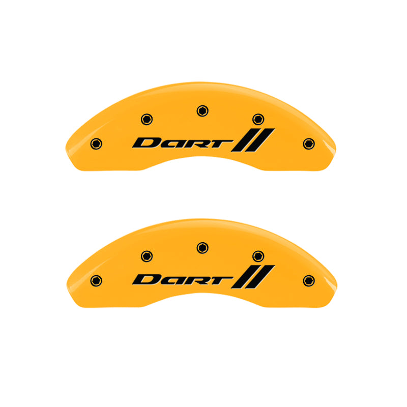 MGP 4 Caliper Covers Engraved Front & Rear With stripes/Dart Yellow finish black ch MGP 4 Caliper Covers Engraved Front & Rear With stripes/Dart Yellow finish black ch