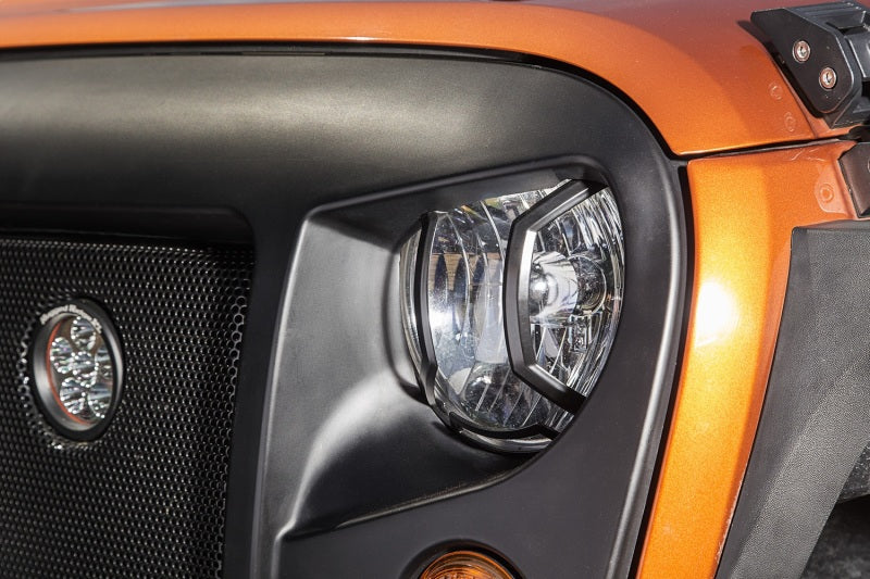 Rugged Ridge 07-18 Jeep Wrangler JK/JKU Textured Black Elite Headlight Euro Guards Rugged Ridge 07-18 Jeep Wrangler JK/JKU Textured Black Elite Headlight Euro Guards