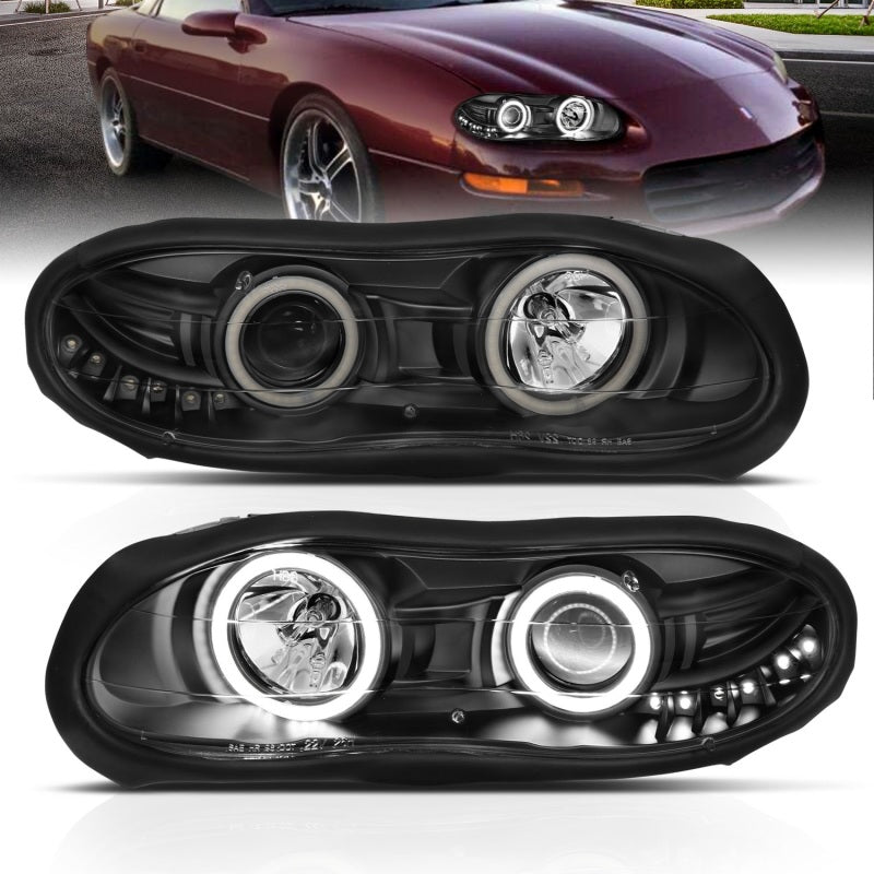 ANZO 1998-2002 Chevrolet Camaro Projector Headlights w/ Halo Black ANZO 1998-2002 Chevrolet Camaro Projector Headlights w/ Halo Black