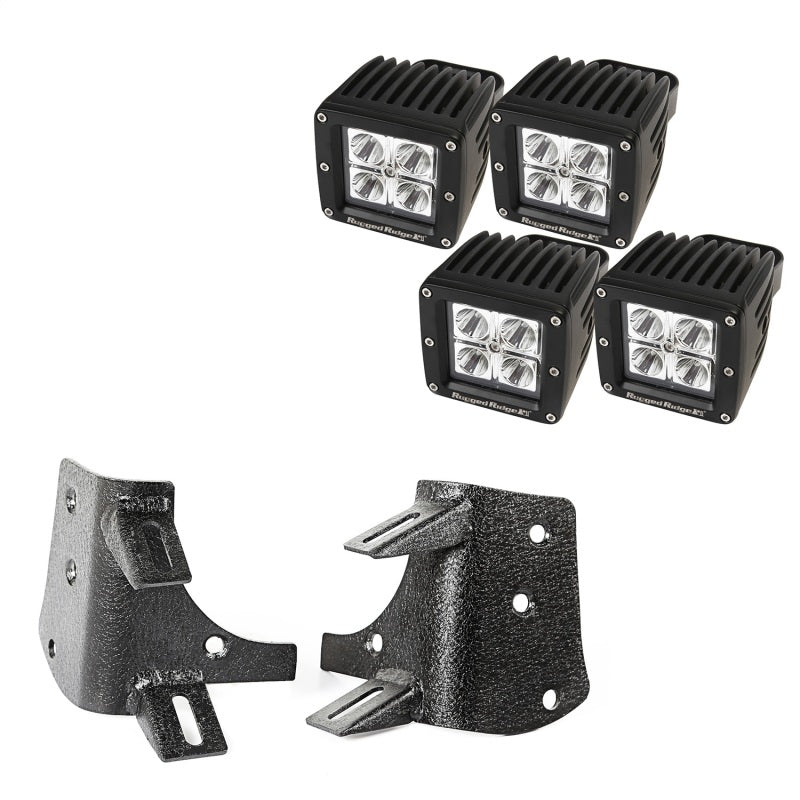Rugged Ridge 97-06 Jeep Wrangler TJ/LJ 3in Square Dual A-Pillar LED Kit Rugged Ridge 97-06 Jeep Wrangler TJ/LJ 3in Square Dual A-Pillar LED Kit
