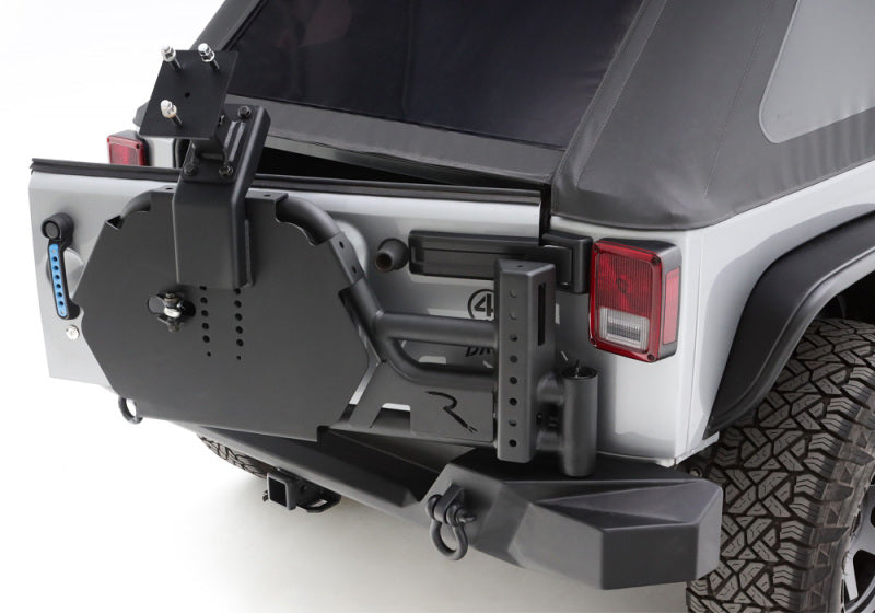 Rampage 07-18 Jeep Wrangler JK (Incl. Unlimited) Trail Guard Tire Carrier - Black Rampage 07-18 Jeep Wrangler JK (Incl. Unlimited) Trail Guard Tire Carrier - Black