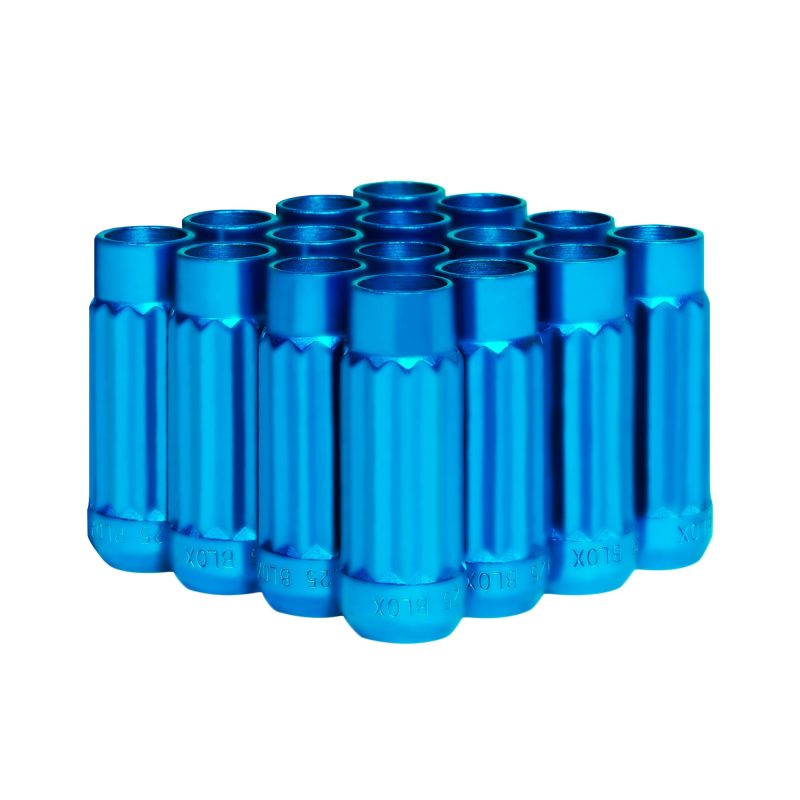 BLOX Racing Tuner 12P17 Steel Lug Nuts - Blue 12x1.25 Set of 16 12-Sided 17mm BLOX Racing Tuner 12P17 Steel Lug Nuts - Blue 12x1.25 Set of 16 12-Sided 17mm