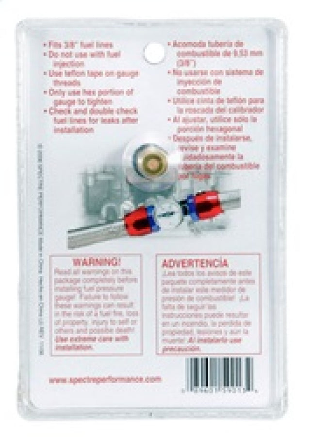 Spectre Fuel Pressure Gauge 0-15psi Spectre Fuel Pressure Gauge 0-15psi