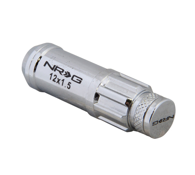 NRG 700 Series M12 X 1.5 Steel Lug Nut w/Dust Cap Cover Set 21 Pc w/Locks & Lock Socket - Silver NRG 700 Series M12 X 1.5 Steel Lug Nut w/Dust Cap Cover Set 21 Pc w/Locks & Lock Socket - Silver