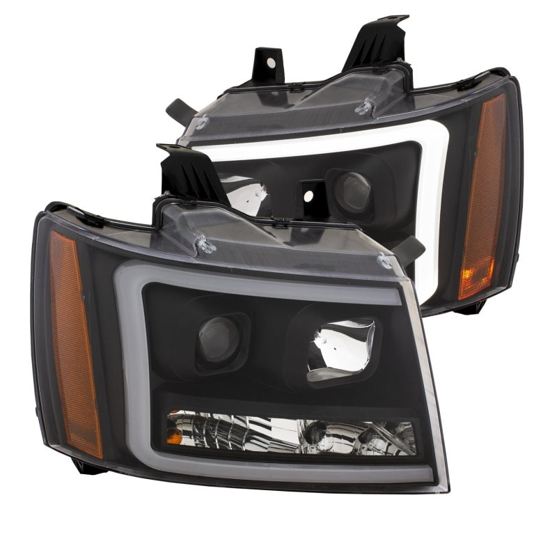 ANZO 07-14 Chevy Tahoe Projector Headlights w/ Plank Style Design Black w/ Amber ANZO 07-14 Chevy Tahoe Projector Headlights w/ Plank Style Design Black w/ Amber