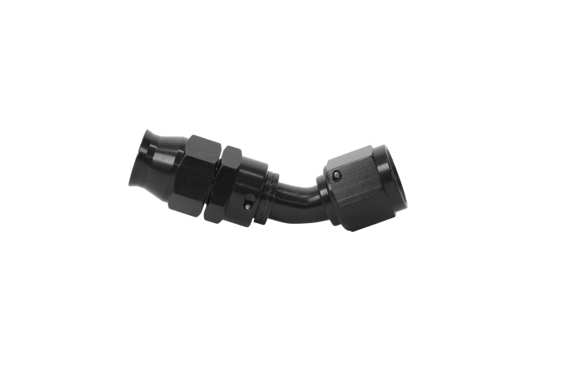 Aeromotive PTFE Hose End - AN-08 - 45 Deg - Black Anodized Aeromotive PTFE Hose End - AN-08 - 45 Deg - Black Anodized