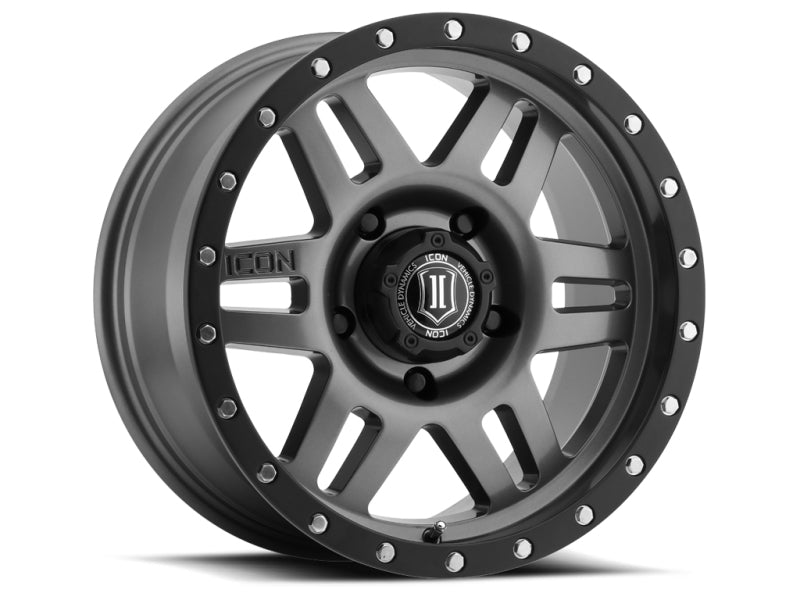 ICON Six Speed 17x8.5 6x135 6mm Offset 5in BS 94mm Bore Gun Metal Wheel ICON Six Speed 17x8.5 6x135 6mm Offset 5in BS 94mm Bore Gun Metal Wheel
