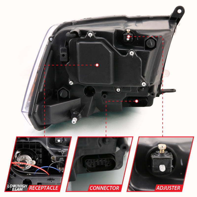 ANZO 2009-2018 Dodge Ram 1500 Projector H.L. Switchback Black Amber ANZO 2009-2018 Dodge Ram 1500 Projector H.L. Switchback Black Amber