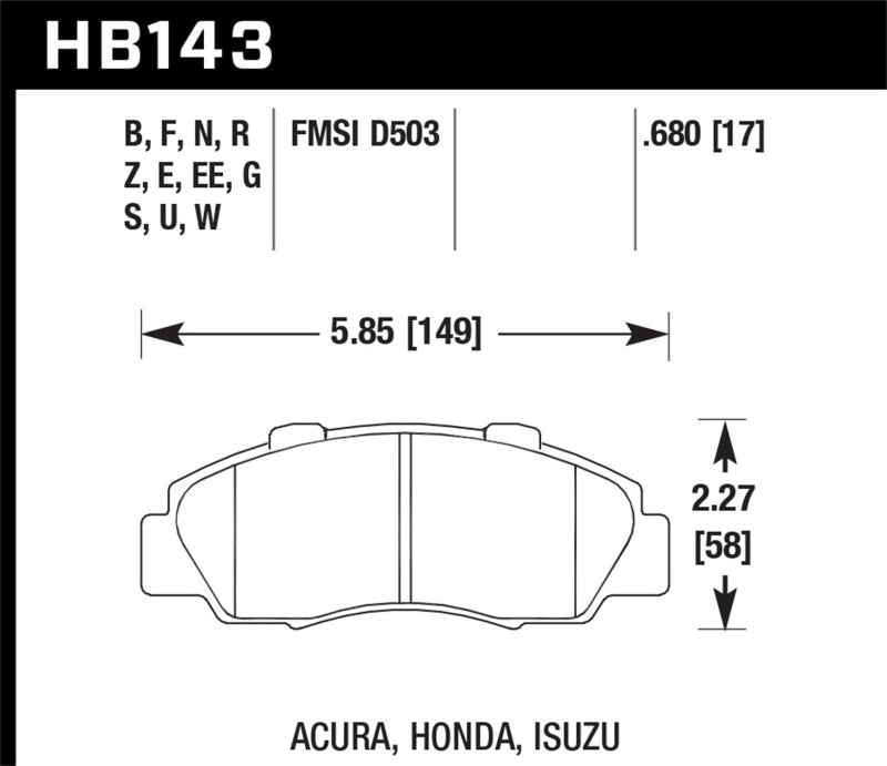 Hawk 97-01 Honda Prelude HPS Street Front Brake Pads Hawk 97-01 Honda Prelude HPS Street Front Brake Pads