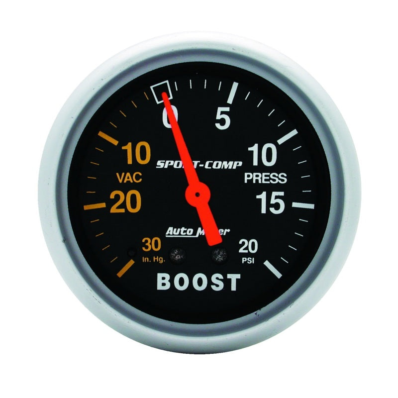 Autometer Sport-Comp 2-5/8in 30 IN HG/20 PSI Mechanical Boost/Vacuum Gauge Autometer Sport-Comp 2-5/8in 30 IN HG/20 PSI Mechanical Boost/Vacuum Gauge