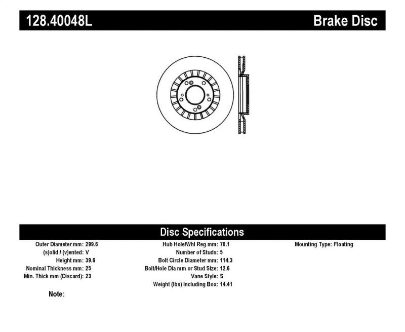 StopTech 00-09 Honda S2000 Front Drilled Left Rotor StopTech 00-09 Honda S2000 Front Drilled Left Rotor