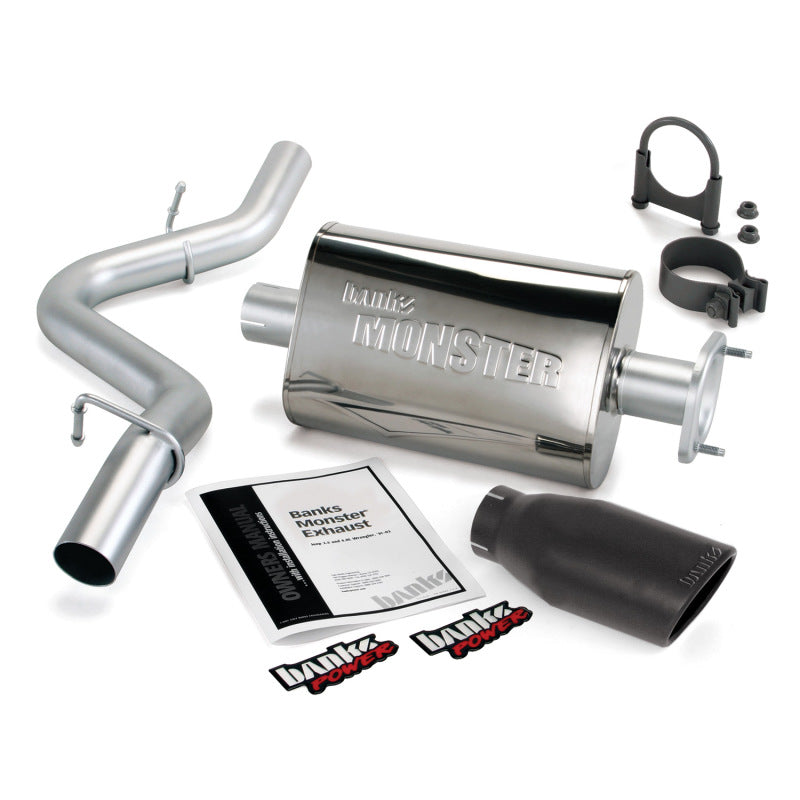 Banks Power 04-06 Jeep 4.0L Wrangler Monster Exhaust System - SS Single Exhaust w/ Black Tip Banks Power 04-06 Jeep 4.0L Wrangler Monster Exhaust System - SS Single Exhaust w/ Black Tip
