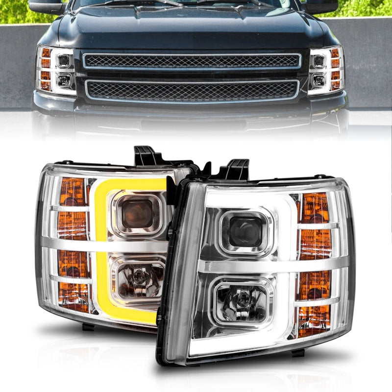 ANZO 2007-2013 Chevrolet Silverado 1500 Projector w/ Light Bar Chrome Housing w/ Sequential ANZO 2007-2013 Chevrolet Silverado 1500 Projector w/ Light Bar Chrome Housing w/ Sequential