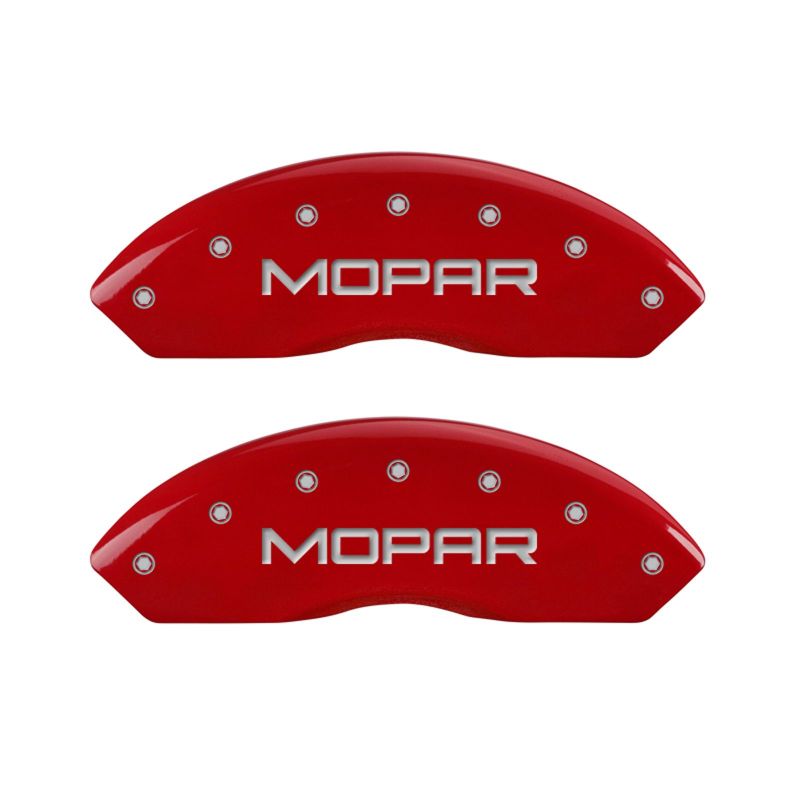 MGP 4 Caliper Covers Engraved Front & Rear MOPAR Red finish silver ch MGP 4 Caliper Covers Engraved Front & Rear MOPAR Red finish silver ch