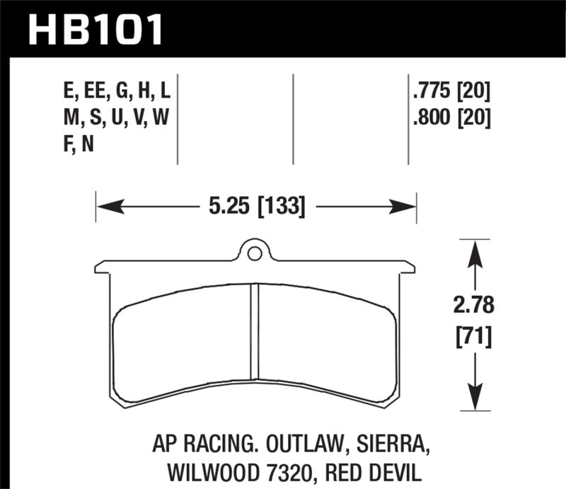 Hawk Aerospace Components / AP Racing / Brakeman / CNC / Coleman / Outlaw DTC-60 Race Brake Pads Hawk Aerospace Components / AP Racing / Brakeman / CNC / Coleman / Outlaw DTC-60 Race Brake Pads