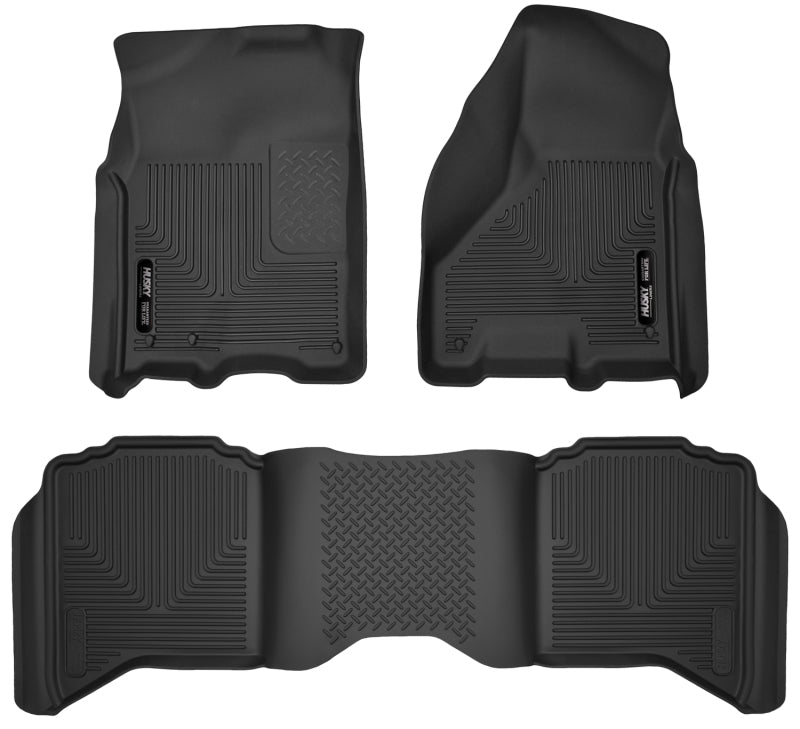 Husky Liners 09-18 Dodge Ram 1500 Crew Cab X-Act Contour Front & Second Seat Floor Liners - Black Husky Liners 09-18 Dodge Ram 1500 Crew Cab X-Act Contour Front & Second Seat Floor Liners - Black