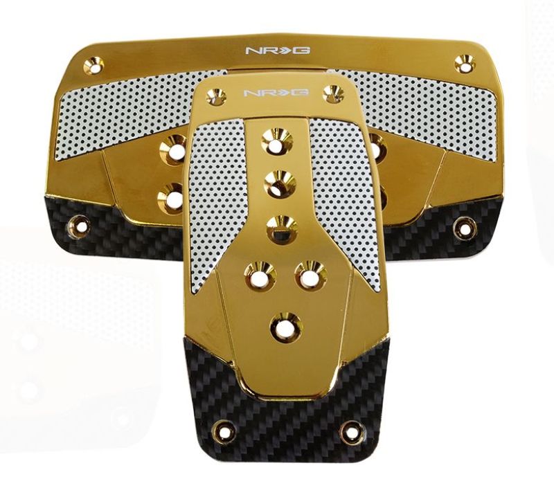 NRG Aluminum Sport Pedal A/T - Red w/Chrome Gold Carbon NRG Aluminum Sport Pedal A/T - Red w/Chrome Gold Carbon