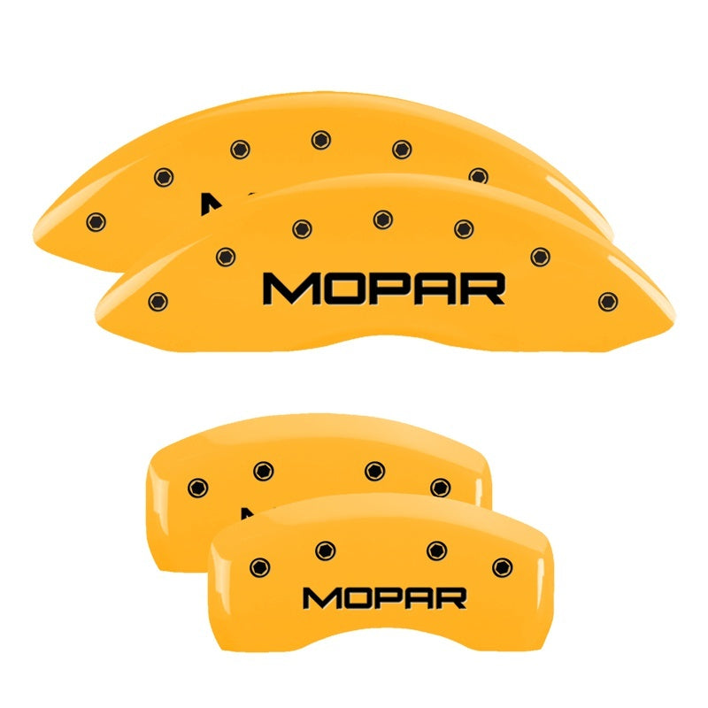 MGP 4 Caliper Covers Engraved Front & Rear MOPAR Yellow finish black ch MGP 4 Caliper Covers Engraved Front & Rear MOPAR Yellow finish black ch