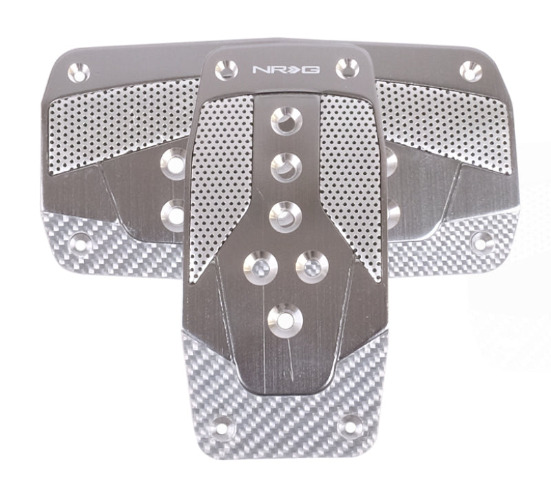 NRG Aluminum Sport Pedal A/T - Gunmetal w/Silver Carbon NRG Aluminum Sport Pedal A/T - Gunmetal w/Silver Carbon