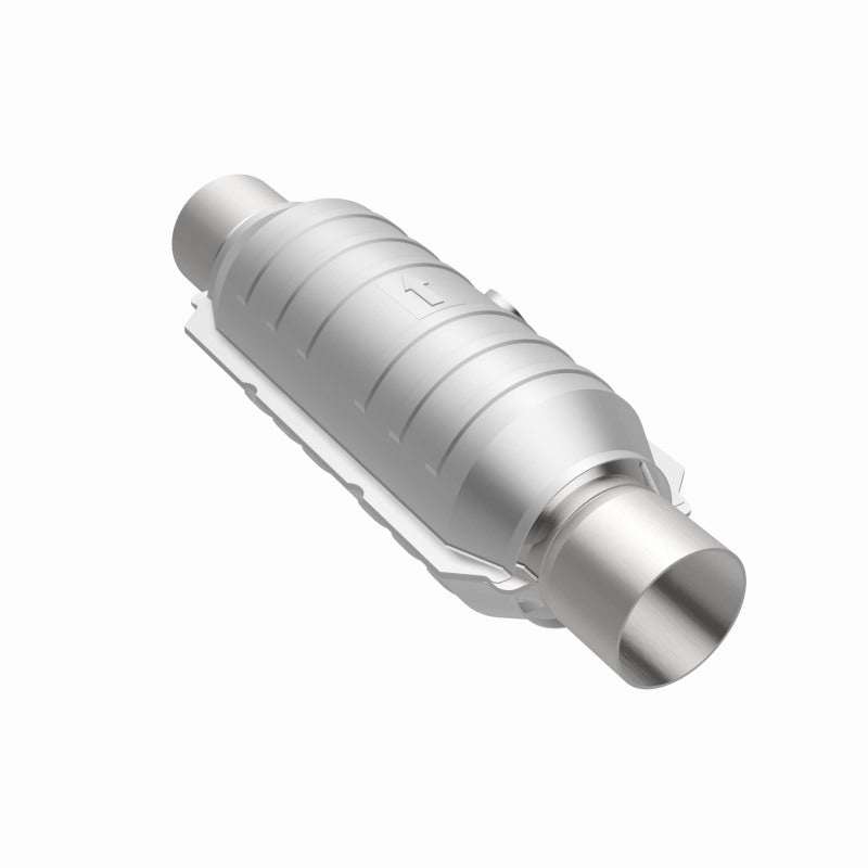 MagnaFlow Conv Univ 2.25in Inlet/Outlet Center/Center Round 11in Body L x 5.125in W x 15in Overall L MagnaFlow Conv Univ 2.25in Inlet/Outlet Center/Center Round 11in Body L x 5.125in W x 15in Overall L