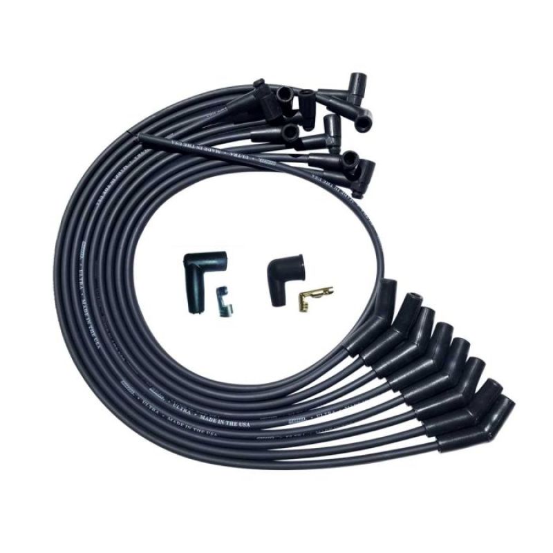 Moroso SBC Over Valve Cover Unsleeved 135 Deg Plug 90 HEI Ultra Spark Plug Wire Set - Black Moroso SBC Over Valve Cover Unsleeved 135 Deg Plug 90 HEI Ultra Spark Plug Wire Set - Black