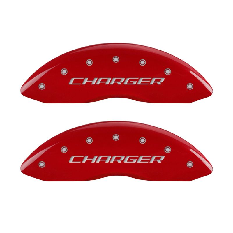MGP 4 Caliper Covers Engraved Front & Rear Block/Charger Red finish silver ch MGP 4 Caliper Covers Engraved Front & Rear Block/Charger Red finish silver ch