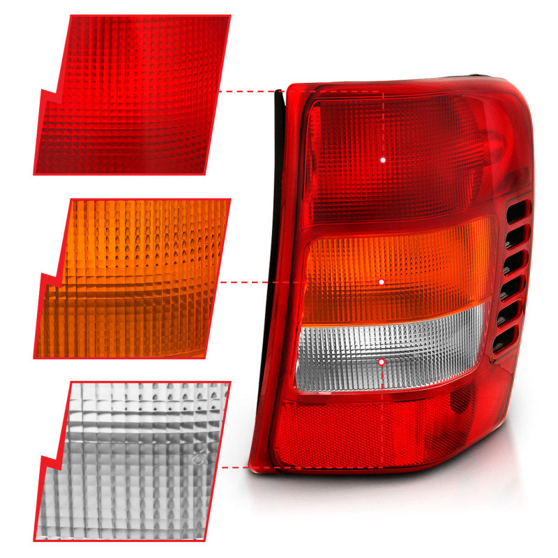 ANZO 1999-2004 Jeep Grand Cherokee Taillight Red/Clear Lens (OE Replacement) ANZO 1999-2004 Jeep Grand Cherokee Taillight Red/Clear Lens (OE Replacement)