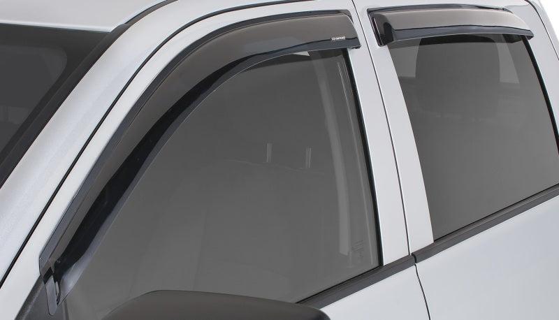 Stampede 2019 Chevy Silverado 1500 Double Cab Pickup Tape-Onz Sidewind Deflector 4pc - Smoke Stampede 2019 Chevy Silverado 1500 Double Cab Pickup Tape-Onz Sidewind Deflector 4pc - Smoke