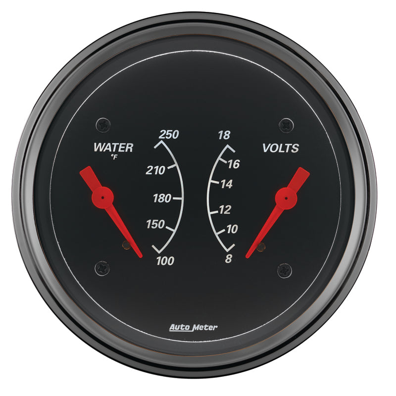 AutoMeter Gauge Dual Wtmp & Volt 3-3/8in. 250 Deg. F & 18V Elec Designer Black AutoMeter Gauge Dual Wtmp & Volt 3-3/8in. 250 Deg. F & 18V Elec Designer Black