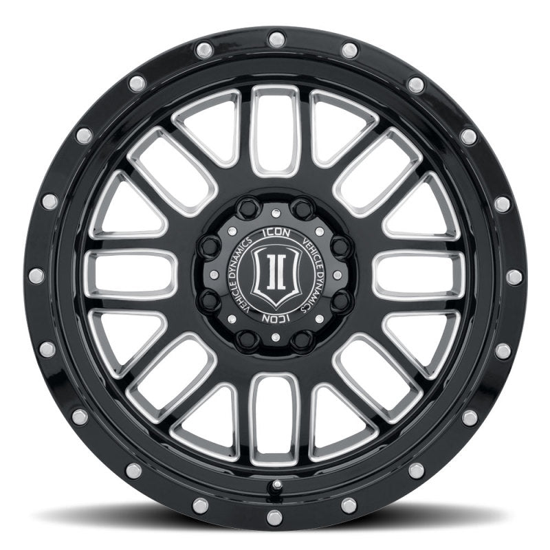 ICON Alpha 20x9 8x170 0mm Offset 5in BS Gloss Black Milled Spokes Wheel ICON Alpha 20x9 8x170 0mm Offset 5in BS Gloss Black Milled Spokes Wheel