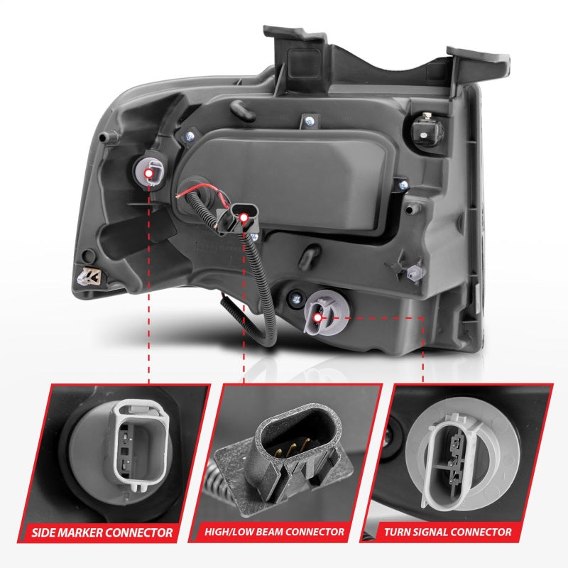 ANZO 2007-2014 Ford Expedition Projector Headlights w/ Halo Black ANZO 2007-2014 Ford Expedition Projector Headlights w/ Halo Black