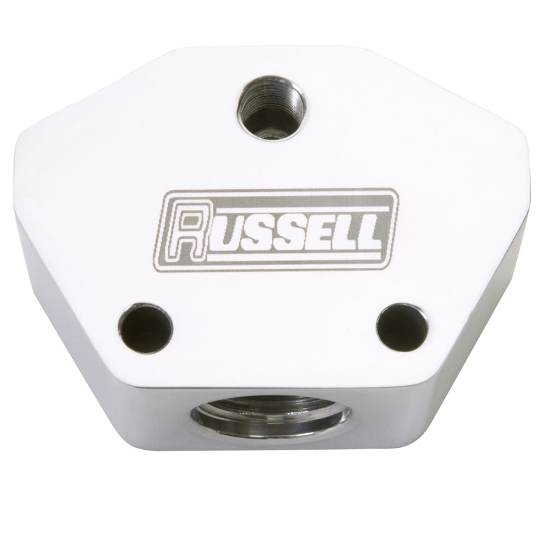 Russell Performance Billet Aluminum Y-Block w/ -10 AN inlet & -8 AN outlet (Polished finish) Russell Performance Billet Aluminum Y-Block w/ -10 AN inlet & -8 AN outlet (Polished finish)