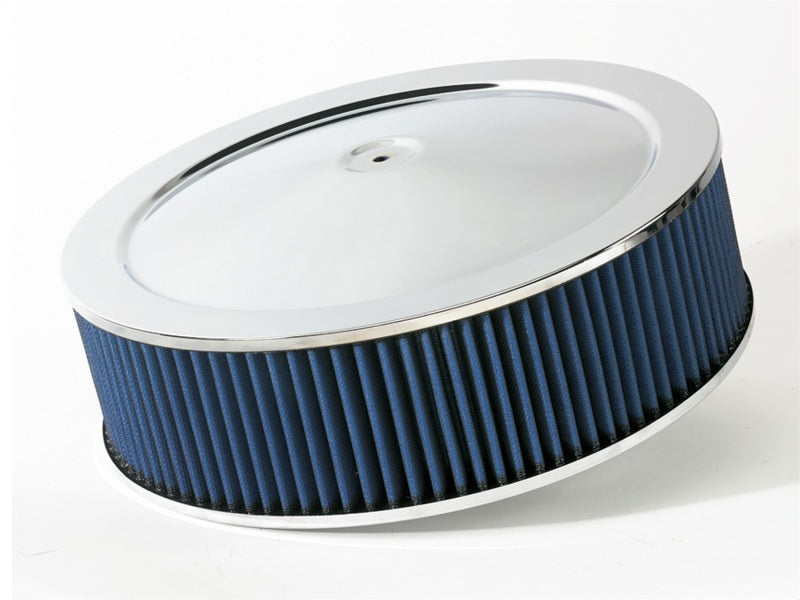 aFe MagnumFLOW Air Filters Round Racing P5R A/F Chrome Assy 14x4: Blk/Blue E/M aFe MagnumFLOW Air Filters Round Racing P5R A/F Chrome Assy 14x4: Blk/Blue E/M