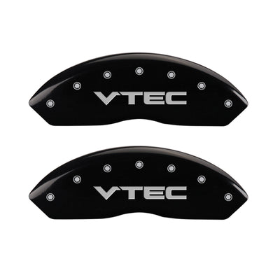 MGP 4 Caliper Covers Engraved Front & Rear Vtech Black finish silver ch