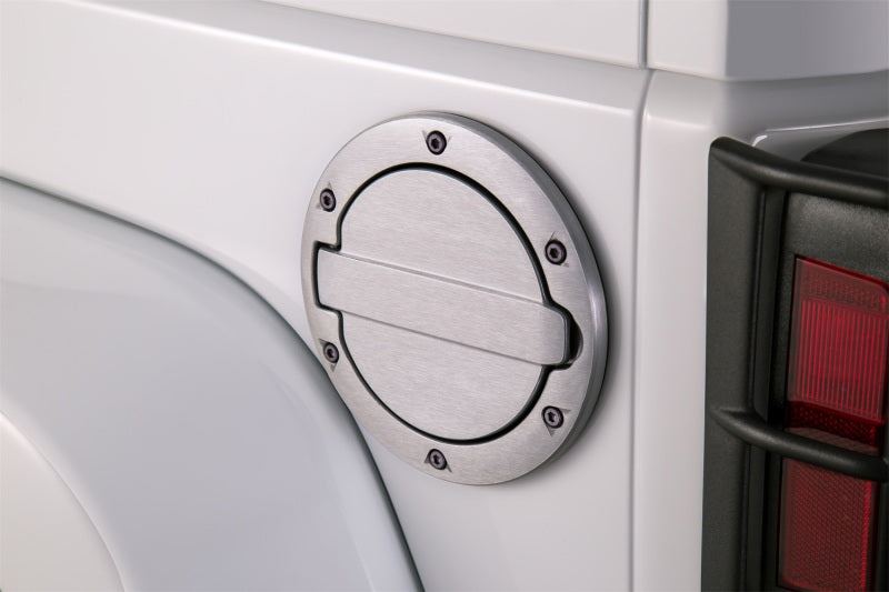 AMP Research 2007-2017 Jeep Wrangler JK 2/4 Door Fuel Door - Brushed AMP Research 2007-2017 Jeep Wrangler JK 2/4 Door Fuel Door - Brushed