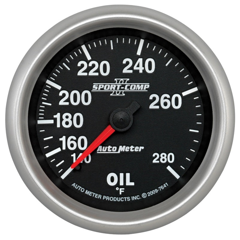 AutoMeter Gauge Oil Temp 2-5/8in. 140-280 Deg. F Mechanical Sport-Comp II AutoMeter Gauge Oil Temp 2-5/8in. 140-280 Deg. F Mechanical Sport-Comp II