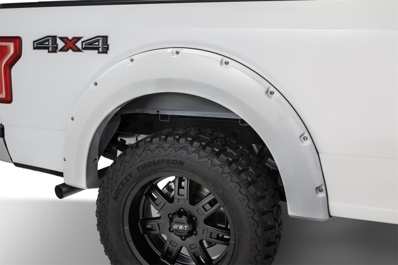 Bushwacker 16-17 Ford F-150 Styleside Pocket Style Flares 4pc 78.9/67.1/97.6in Bed - Oxford White Bushwacker 16-17 Ford F-150 Styleside Pocket Style Flares 4pc 78.9/67.1/97.6in Bed - Oxford White