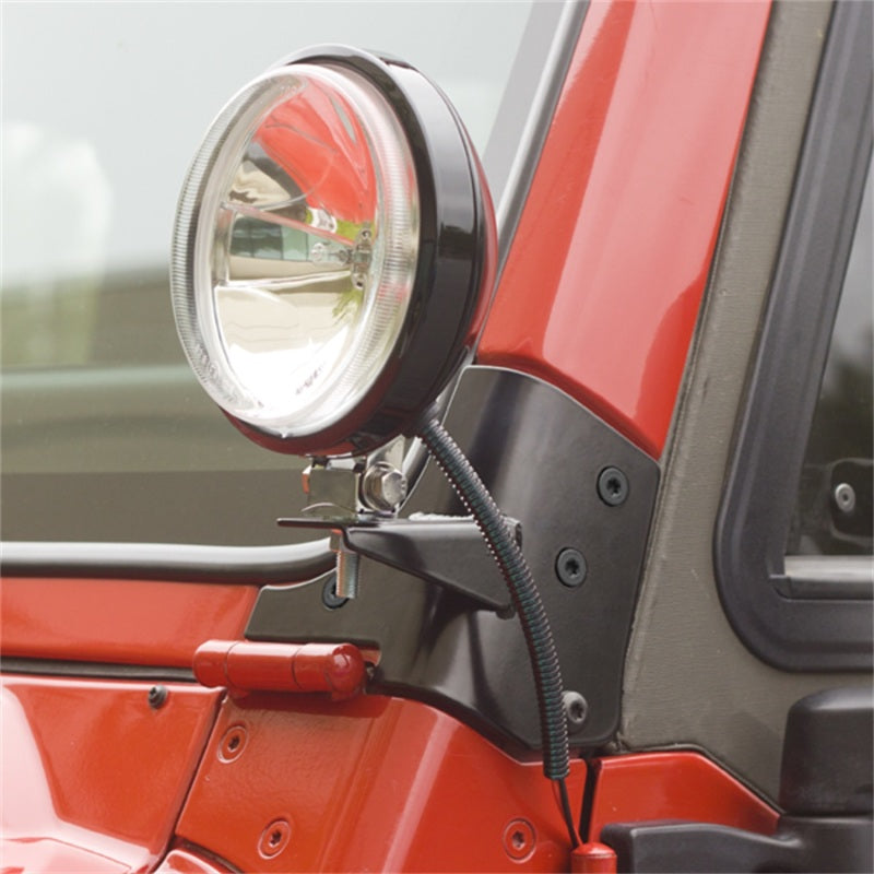 Rugged Ridge 97-06 Jeep Wrangler TJ Windshield Hinge Light Brackets Black Rugged Ridge 97-06 Jeep Wrangler TJ Windshield Hinge Light Brackets Black