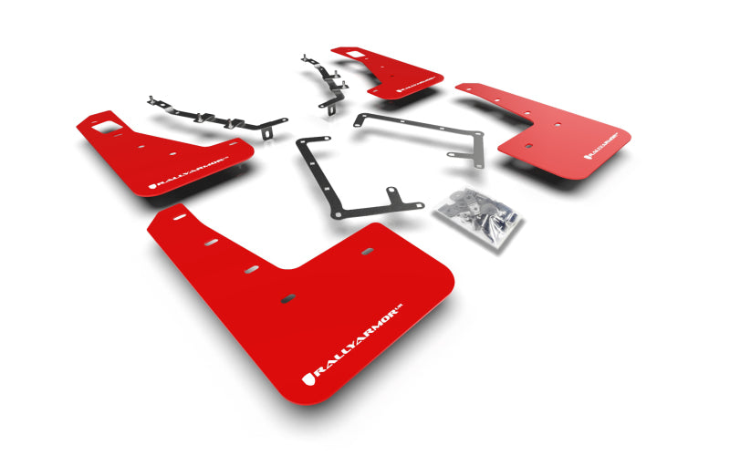 Rally Armor 09-11 Ford Focus MK2 RS Red UR Mud Flap White Logo Rally Armor 09-11 Ford Focus MK2 RS Red UR Mud Flap White Logo