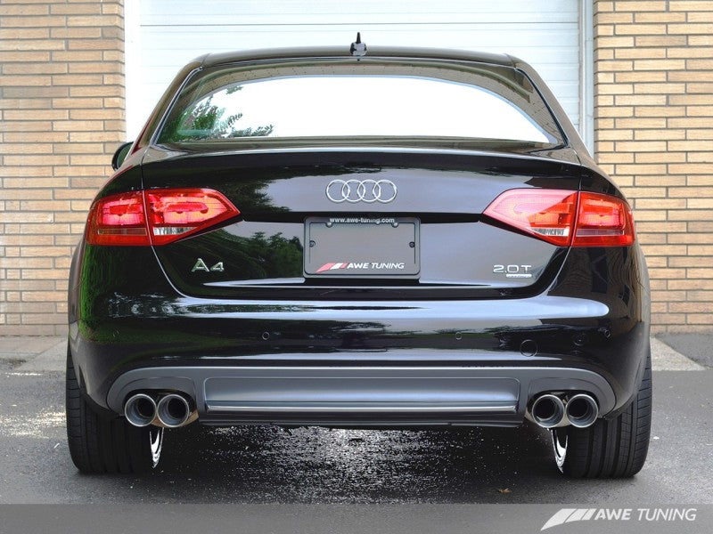 AWE Tuning Audi B8 A4 Touring Edition Exhaust - Quad Tip Polished Silver Tips - Does Not Fit Cabrio AWE Tuning Audi B8 A4 Touring Edition Exhaust - Quad Tip Polished Silver Tips - Does Not Fit Cabrio