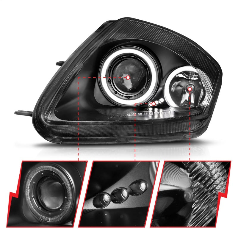 ANZO 2000-2005 Mitsubishi Eclipse Projector Headlights w/ Halo Black ANZO 2000-2005 Mitsubishi Eclipse Projector Headlights w/ Halo Black