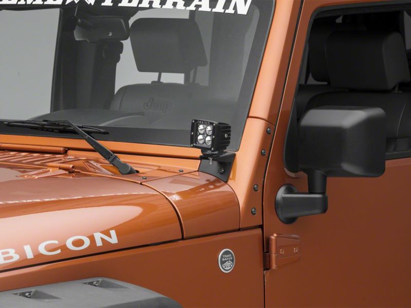 Raxiom 07-18 Jeep Wrangler JK Axial Series Windshield Pillar Mounted Light Brackets Raxiom 07-18 Jeep Wrangler JK Axial Series Windshield Pillar Mounted Light Brackets