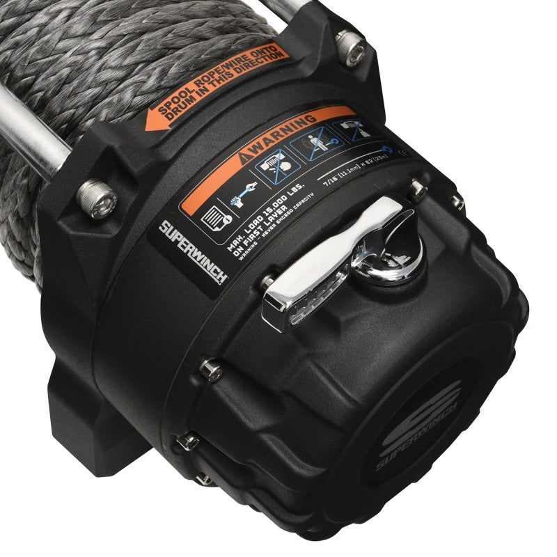 Superwinch 15000 LBS 12V DC 15/32in x 78ft Synthetic Rope Tiger Shark 15000SR Winch Superwinch 15000 LBS 12V DC 15/32in x 78ft Synthetic Rope Tiger Shark 15000SR Winch