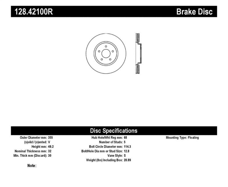 StopTech Nissan 370z / Infiniti G37 SportStop Drilled Front Right Rotor StopTech Nissan 370z / Infiniti G37 SportStop Drilled Front Right Rotor